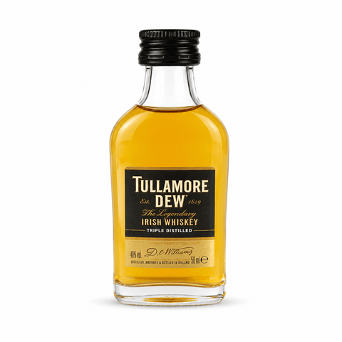 Tullamore D.E.W. Original Irish Whiskey Mini 50ml bottle, iconic triple blend distilled in Ireland.