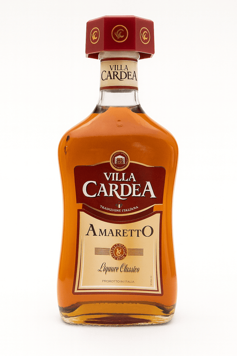Villa Cardea Amaretto bottle 700ml, 21% ABV, traditional Italian almond liqueur with golden-amber color.