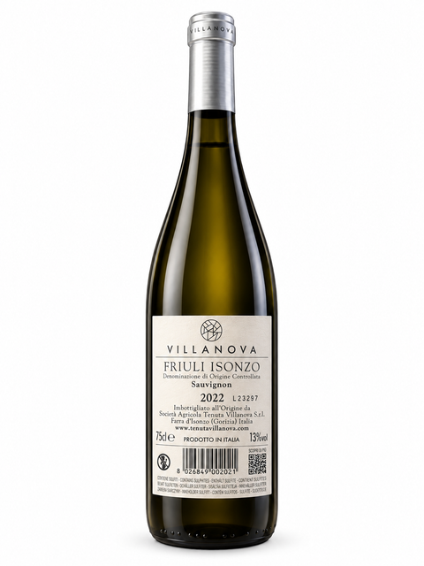Villanova Sauvignon 2022 Friuli Isonzo DOC 750ml 13% — back bottle on white background