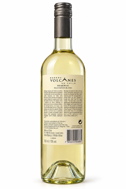 Volcanes Reserva Sauvignon Blanc 2023 back bottle