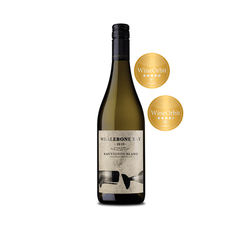 Whalebone Bay Sauvignon Blanc 750ml bottle with gold wine awards, New Zealand 2023 vintage, dry white wine 11% ABV.
