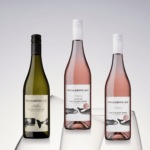 Whalebone Bay New Zealand Wine Collection X3 featuring Sauvignon Blanc and Rosé bottles showcasing Marlborough wines