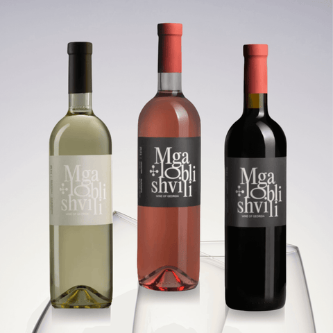 Mgaloblishvili Georgian Wine Collection X3 showcasing three premium wines from Georgia's rich winemaking heritage.