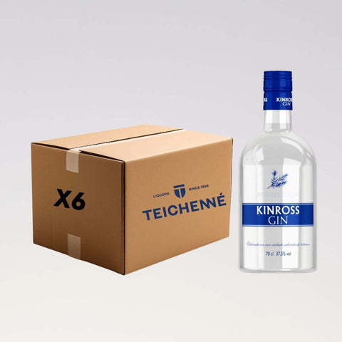 X6 Kinross Gin 700ml 40% alcohol with box, classic London Dry-style from Spain, featuring juniper, citrus, coriander flavors.